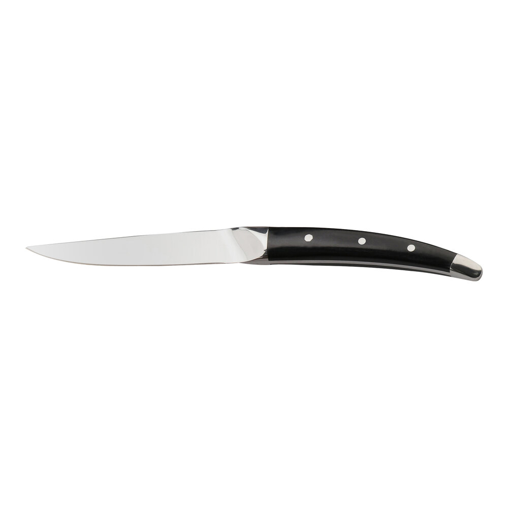 WNK from Steelite International 9 3/8" Stainless Steel Steak Knife with Black Pakkawood Handle - 12/Case