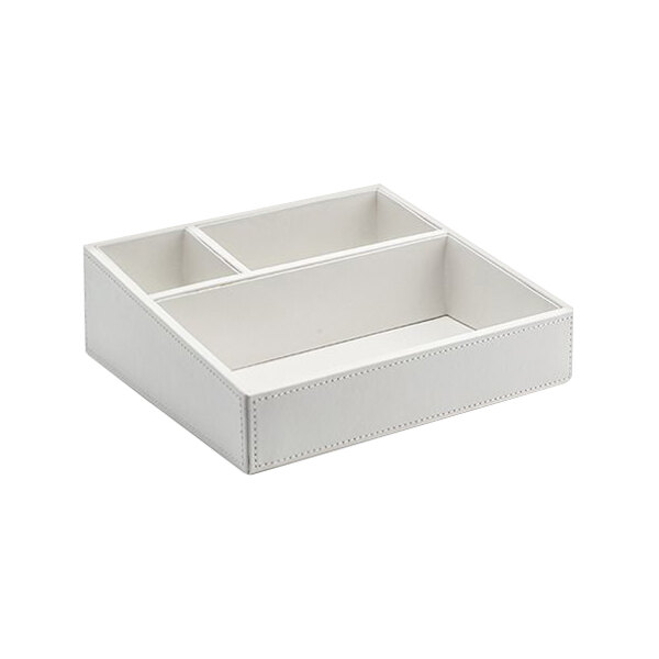 room360 London 8 3/4" x 8 1/4" White Faux Leather Organizer - 4/Case