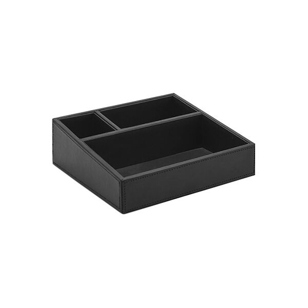 room360 London 8 3/4" x 8 1/4" Black Faux Leather Organizer - 4/Case