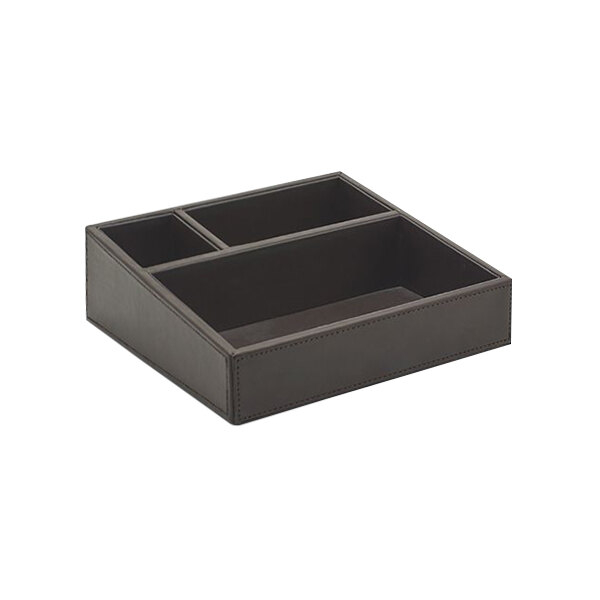 room360 London 8 3/4" x 8 1/4" Brown Faux Leather Organizer - 4/Case