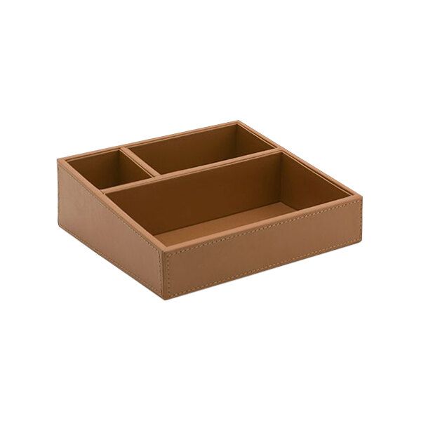 room360 London 8 3/4" x 8 1/4" Saddle Faux Leather Organizer - 4/Case