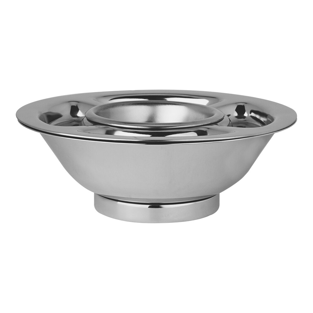 Williamsburg Metalworks by Steelite International 7 3/4" 3-Piece Stainless Steel Individual Caviar Server with 4 Condiment Compartments
