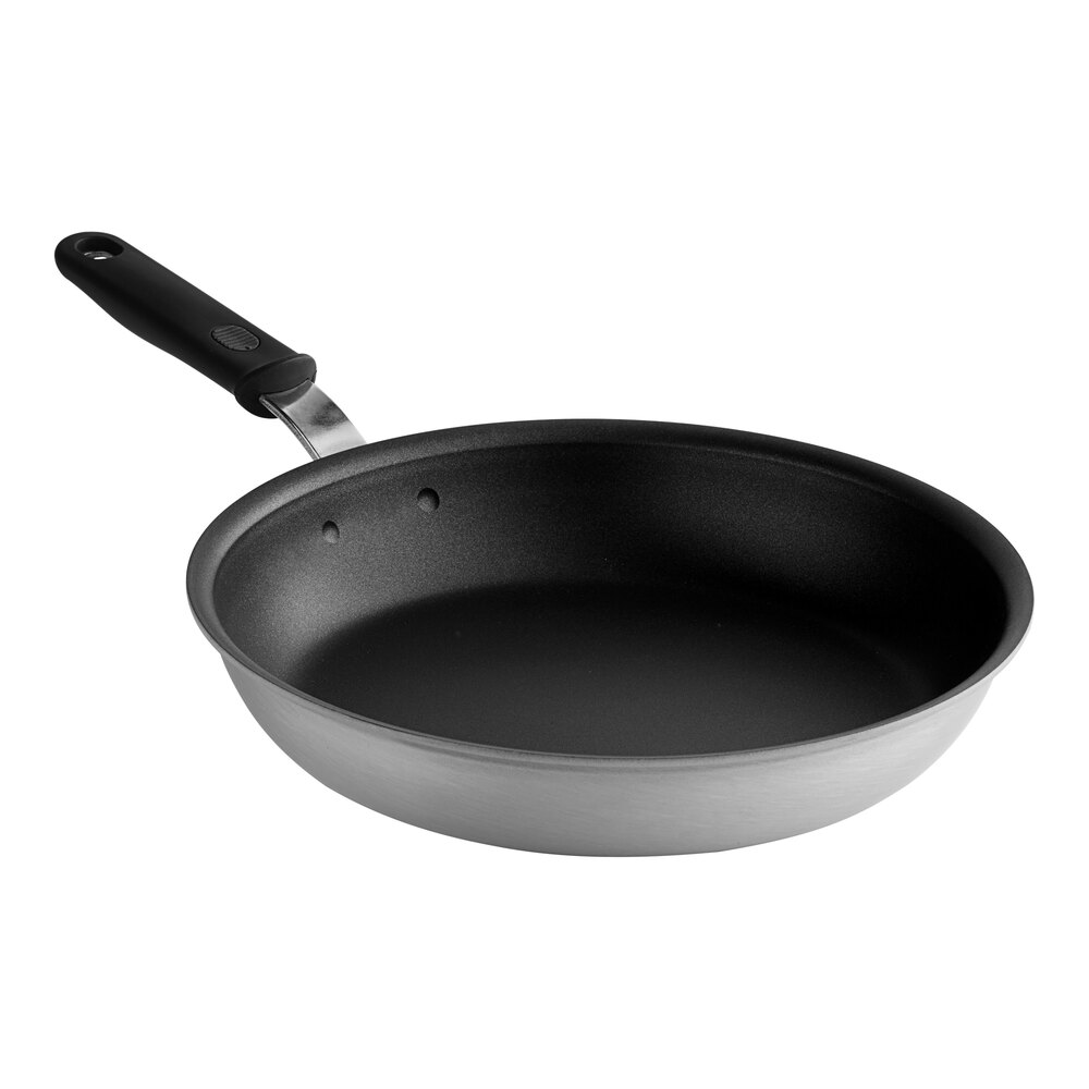 Vollrath Wear-Ever 12" Aluminum Non-Stick Fry Pan with Rivetless Interior, CeramiGuard II Coating, and Black Silicone Handle 562412