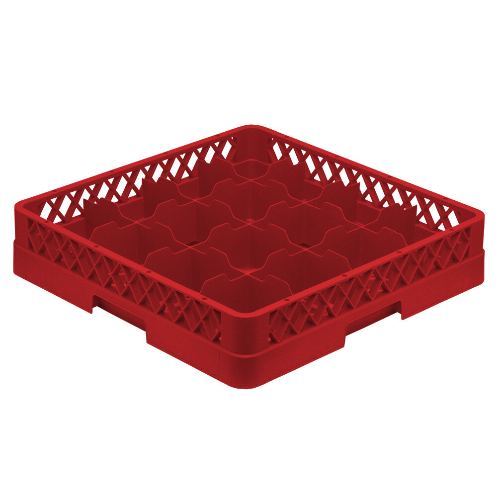 Vollrath TR4A Traex® Full-Size Red 16-Compartment 4 13/16" Cup Rack with Open Rack Extender On Top