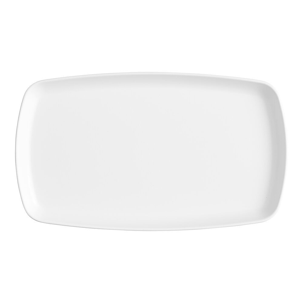 American Metalcraft Ani 12" x 7" White Rectangle Melamine Coupe Platter