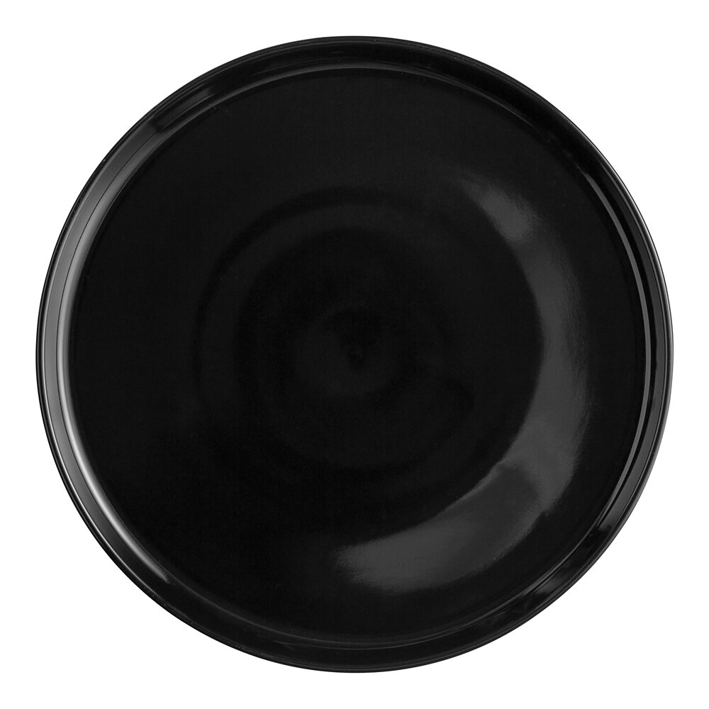 Acopa 13" Black Stoneware Pizza Plate - 6/Case