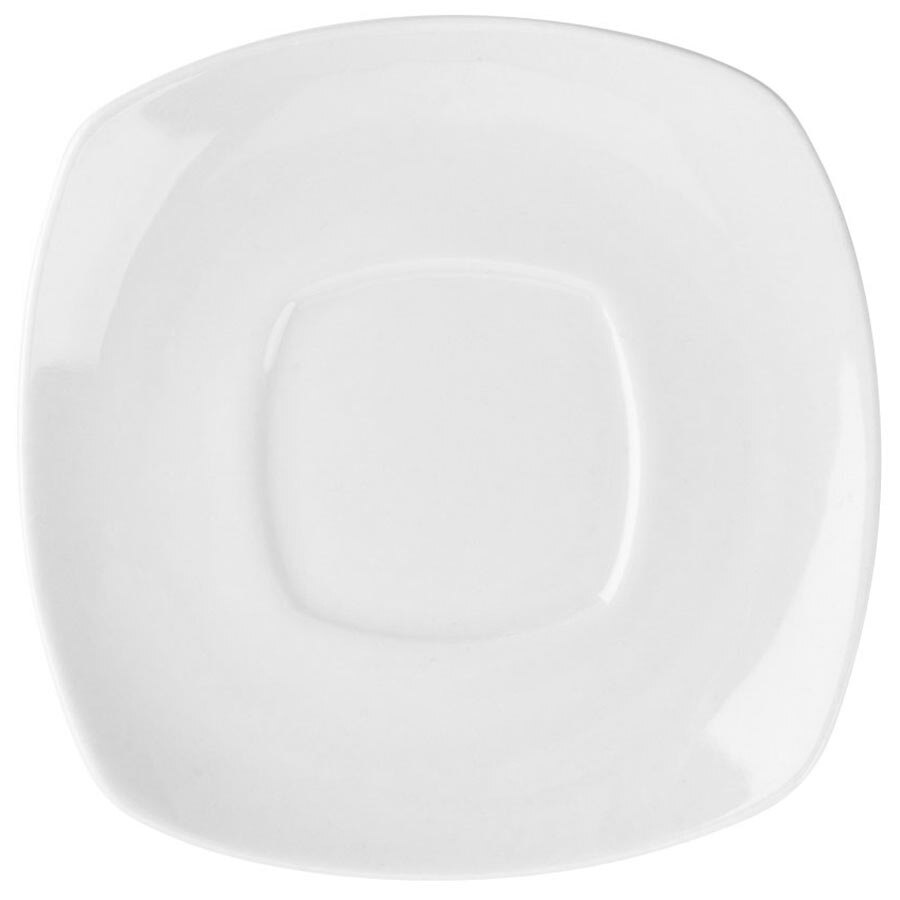 6" Bright White Square Porcelain Saucer - 36/Case