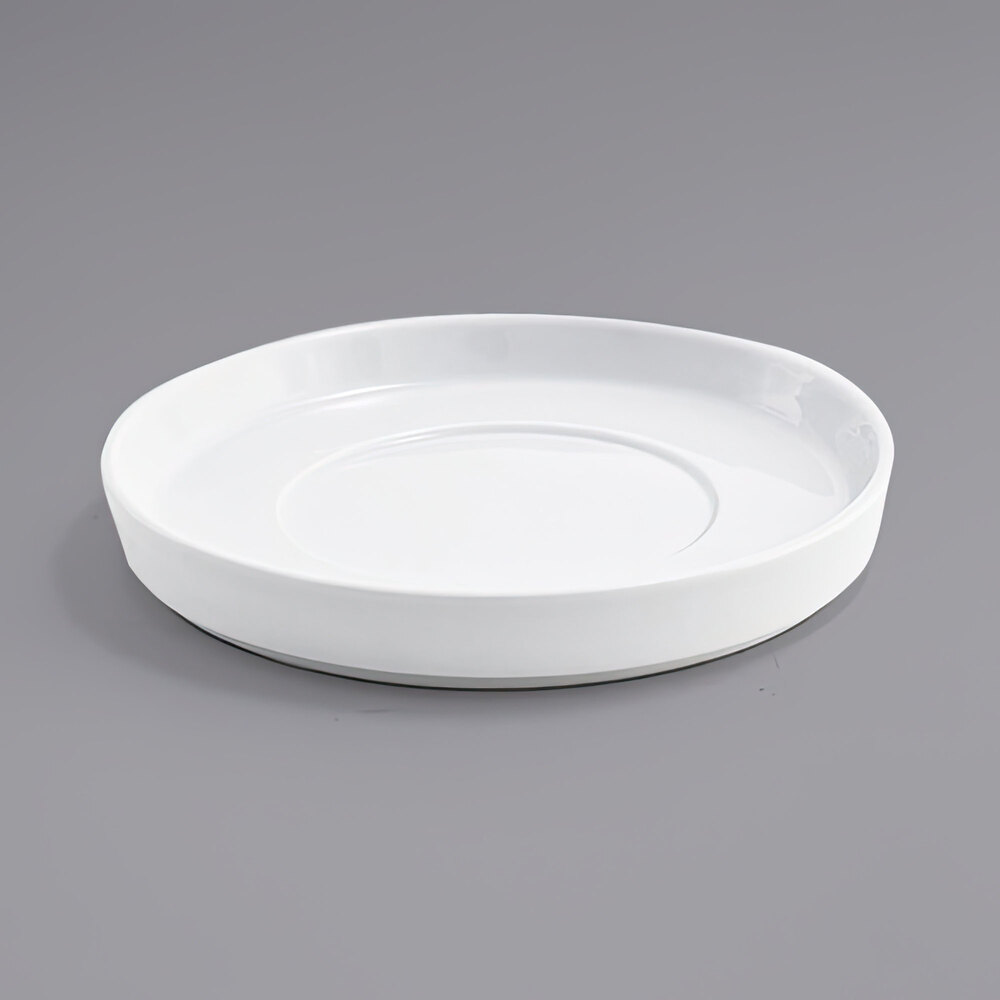 Front of the House DCS014WHP23 Soho 5 3/4" Bright White Round Porcelain Saucer - 12/Case