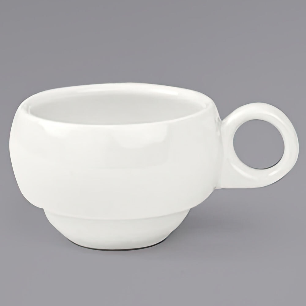 Front of the House DCS028BEP23 Catalyst Monaco 3 oz. European White Stackable Porcelain Cup - 12/Case
