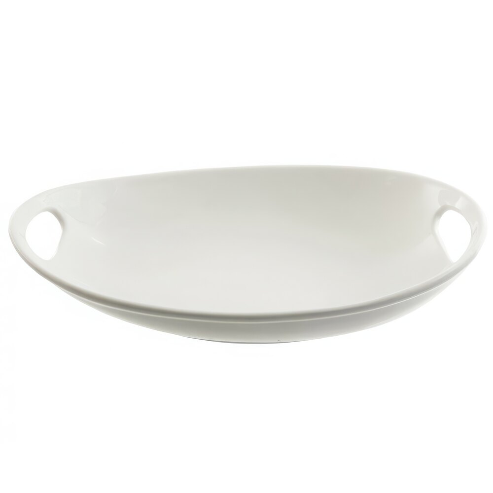 10 Strawberry Street OSLO-18SHLWHNDBOWL Oslo 18 1/4" X 12 3/4" White Porcelain Oval Handle Platter - 4/Case