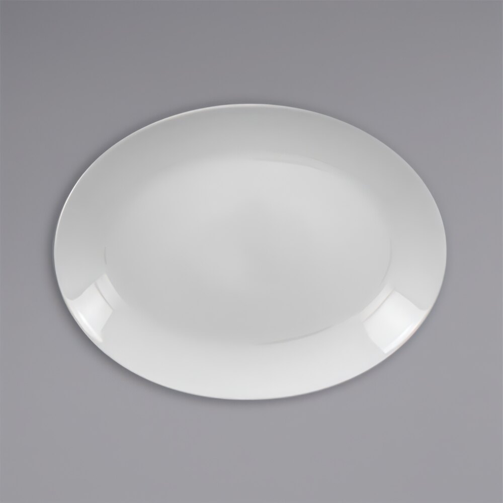 RAK Porcelain Polaris Orion 14 1/8" x 10 5/8" Porcelain Oval Coupe Platter - 6/Case