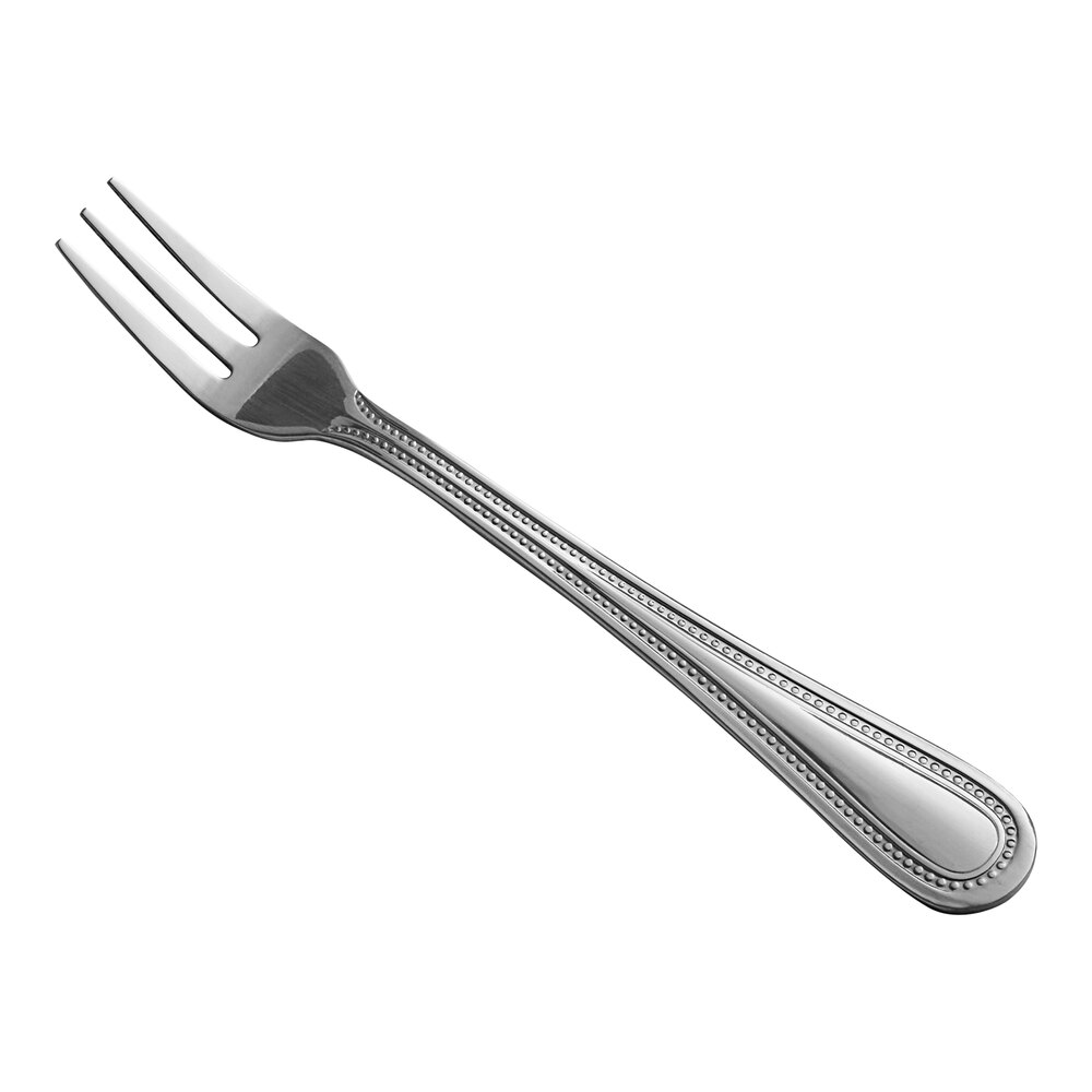 Choice Milton 6" 18/0 Stainless Steel Medium Weight Cocktail / Oyster Fork - 12/Pack