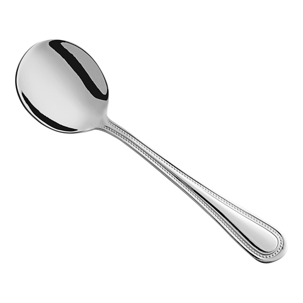 Choice Milton 6 3/8" 18/0 Stainless Steel Medium Weight Bouillon Spoon - 12/Pack