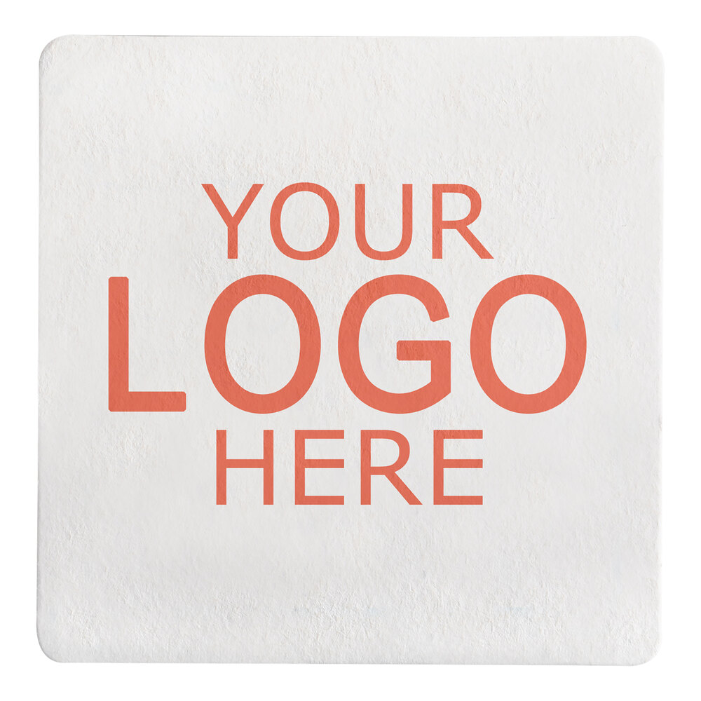 4" White Square 60 pt. Customizable Paper Coaster - 1,000/Case