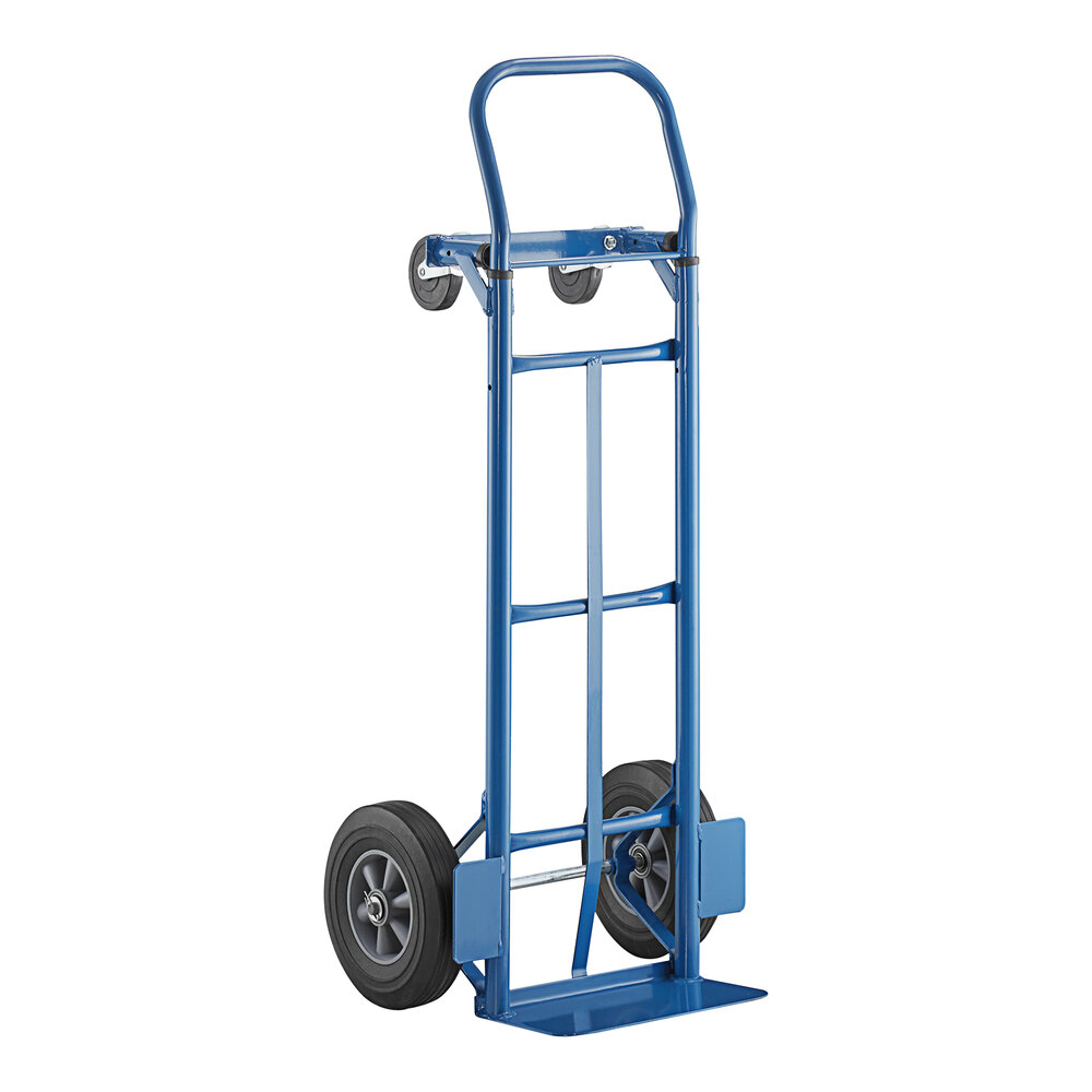 Lavex 500 lb. Blue 2-in-1 Convertible Hand Truck With 10" Solid Rubber Wheels