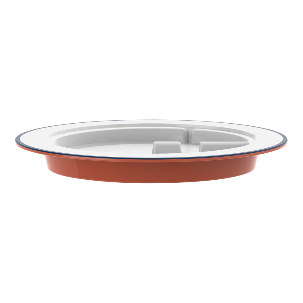 RAK Porcelain Sensate 11" Matte Brown Porcelain Plate with White Interior and Blue Rim - 6/Case
