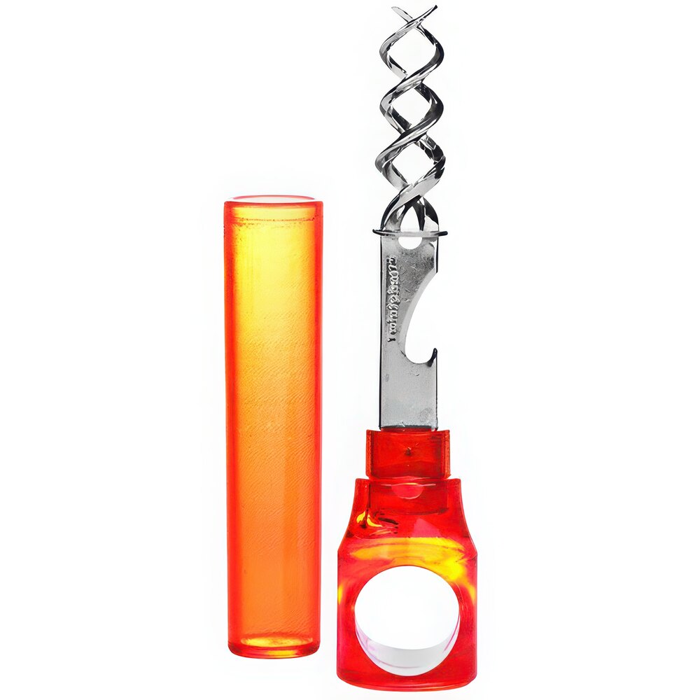 Franmara Translucent Red and Orange Twin Spiral Plastic Pocket Corkscrew 1001