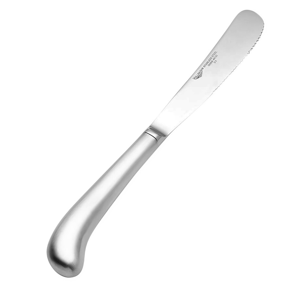 Vollrath 48133 Queen Anne 9 3/8" 18/0 Stainless Steel Heavy Weight Hollow Pistol Grip Handle Dinner Knife - 12/Case
