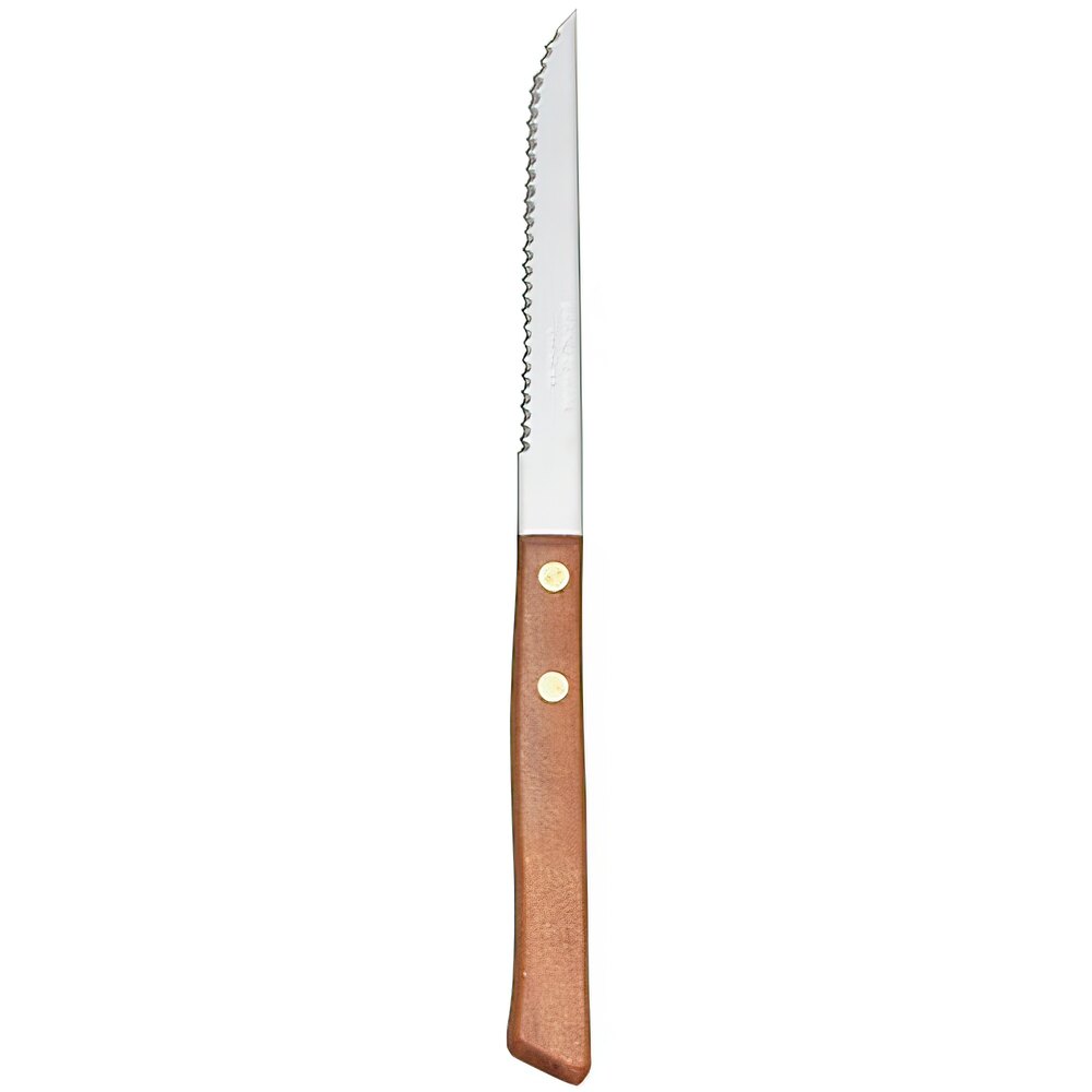 Libbey 200 1482 8" Stainless Steel Steak Knife with Wood Handle - 24/Case