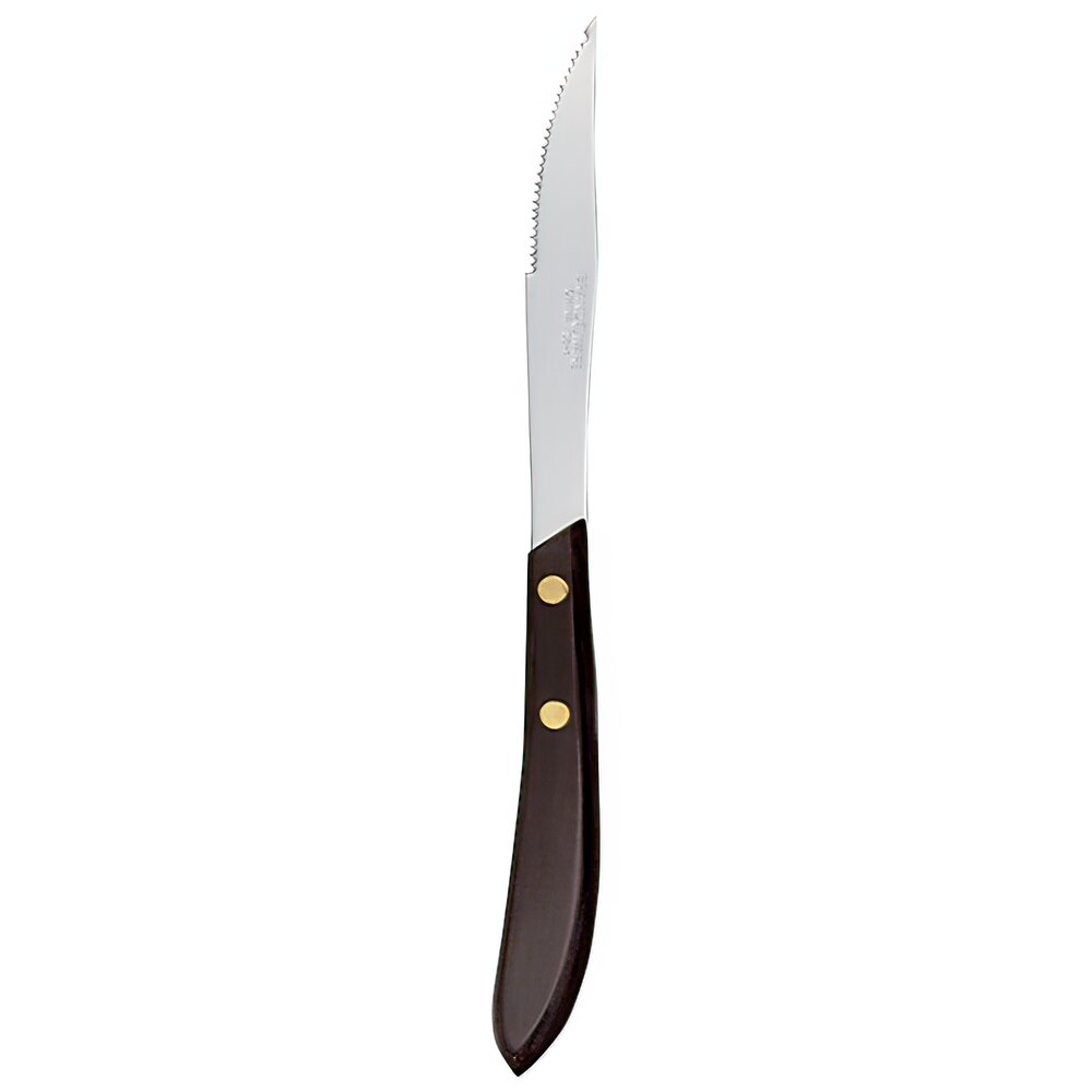 Libbey 201 2762 Pistol Grip 9" Stainless Steel Steak Knife with Black POM Handle - 48/Case