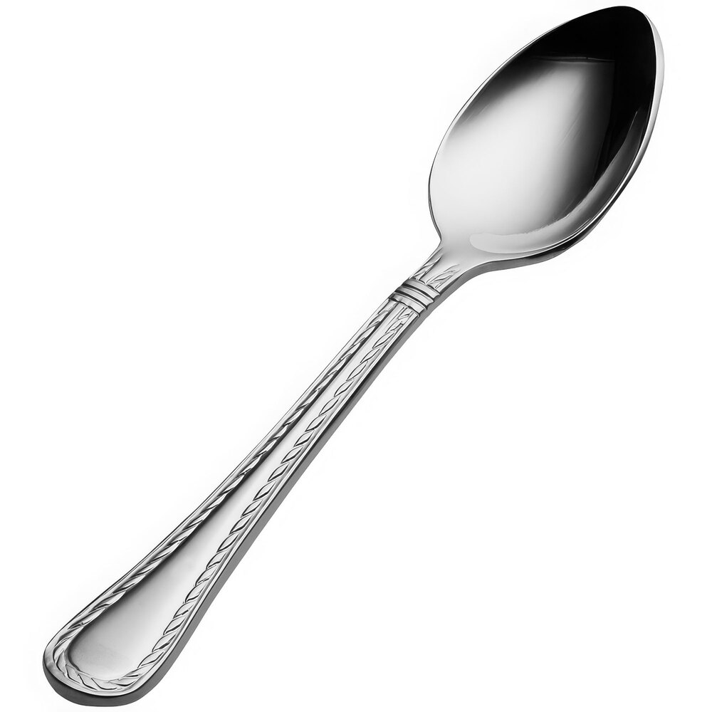 Bon Chef SBS416 Amore 4 5/8" 18/0 Extra Heavy Weight Bonsteel Demitasse Spoon - 12/Case