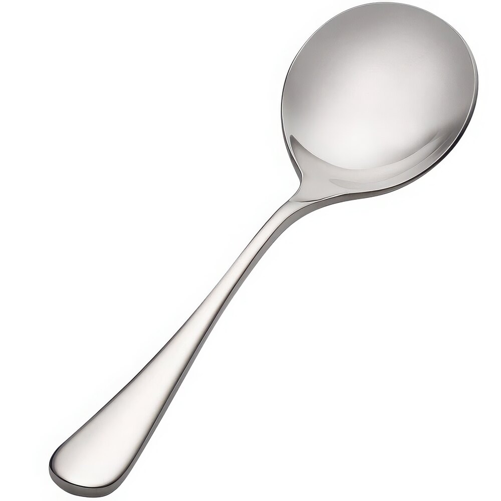 Bon Chef S4001 Como 6 3/8" 18/10 Stainless Steel Extra Heavy Bouillon Spoon - 12/Case