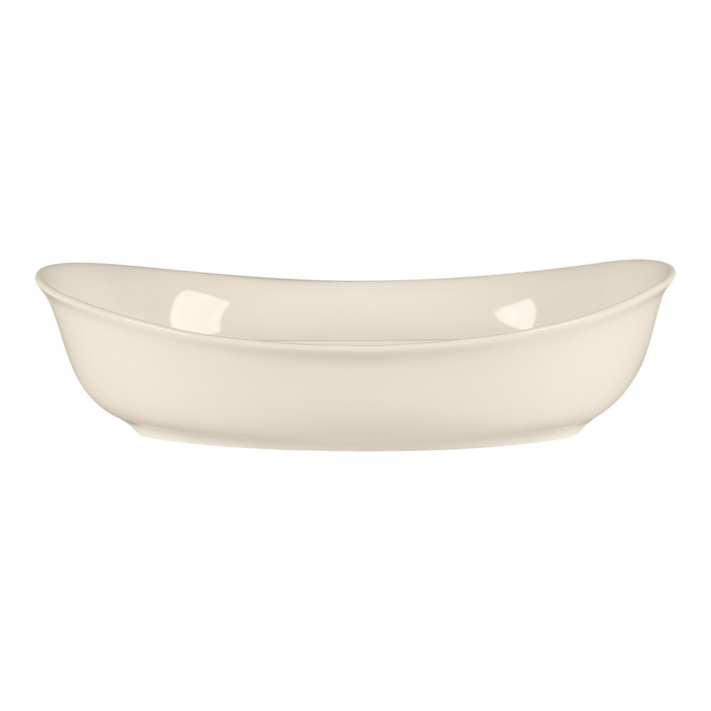 RAK Porcelain Bravura 10.125 oz. Bone China Oval Divided Vegetable Dish - 12/Case