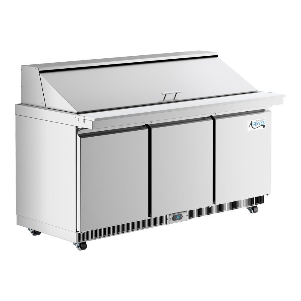 Avantco ZPT-71-FB-M-WMS 71" VersaHub WiFi-Enabled 3 Door Front Breathing Mega Top Refrigerated Sandwich Prep Table