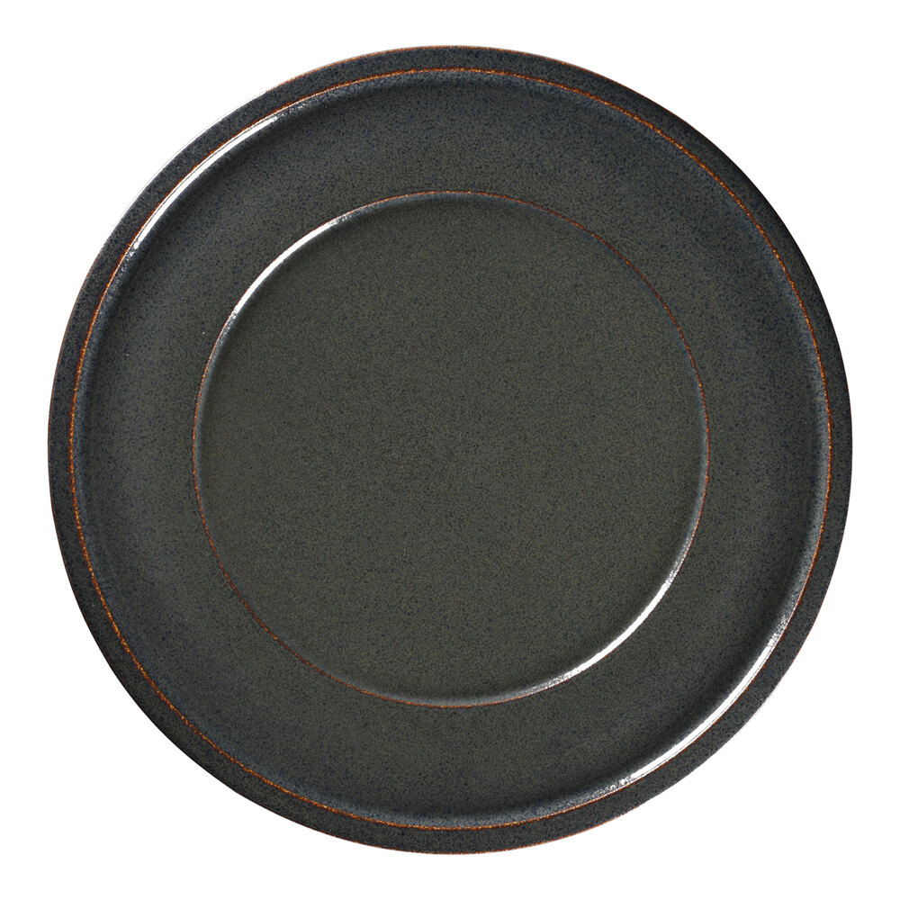 RAK Porcelain Ease 12 1/2" Caldera Flat Porcelain Plate with Rim - 6/Case