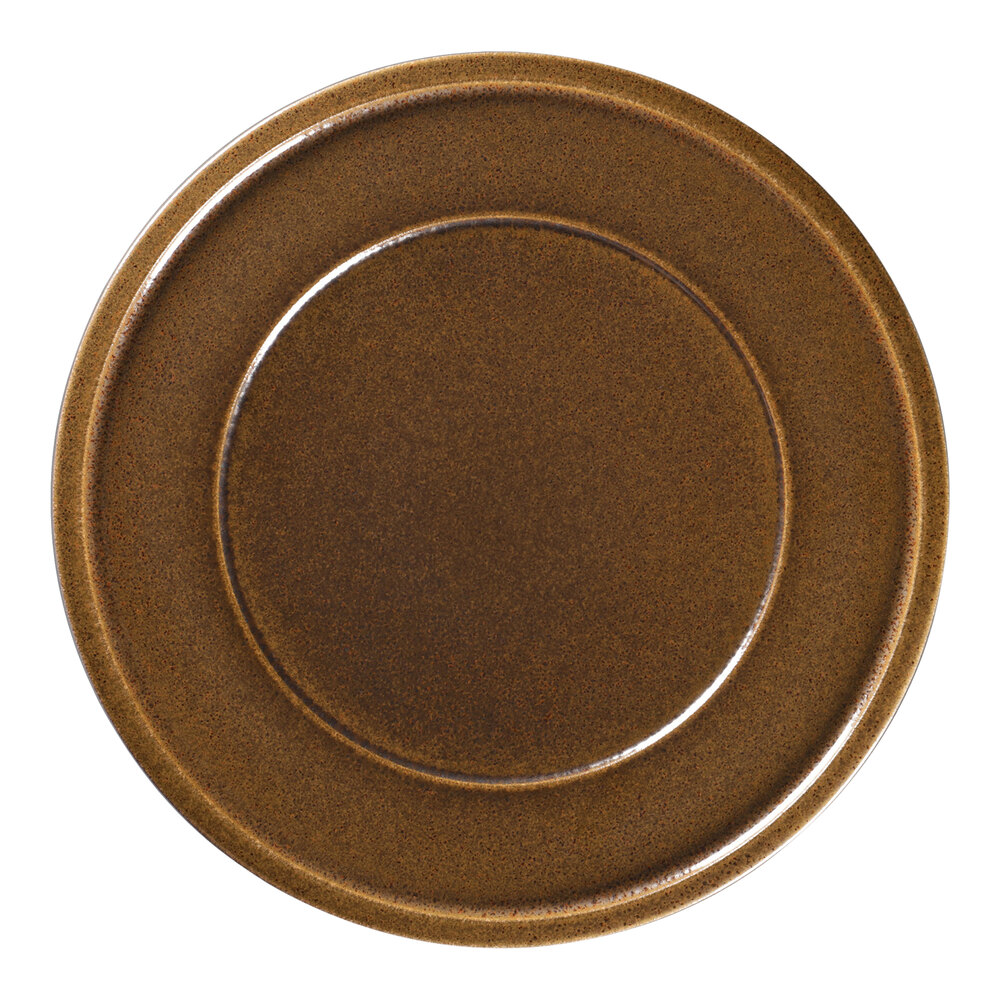 RAK Porcelain Ease 12 1/2" Rust Flat Porcelain Plate with Rim - 6/Case