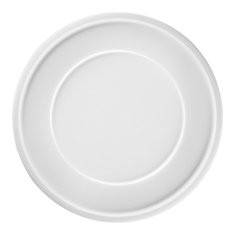 RAK Porcelain Ease 12 1/2" White Flat Porcelain Plate with Rim - 6/Case