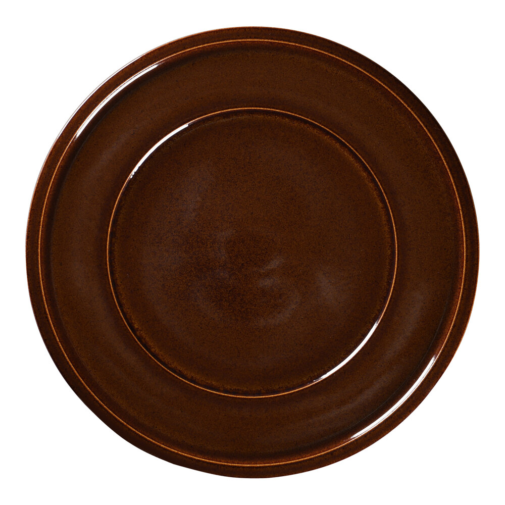 RAK Porcelain Ease 12 1/2" Honey Flat Porcelain Plate with Rim - 6/Case