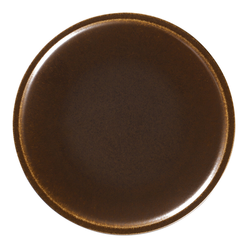 RAK Porcelain Ease 12 1/2" Rust Flat Coupe Porcelain Plate - 6/Case