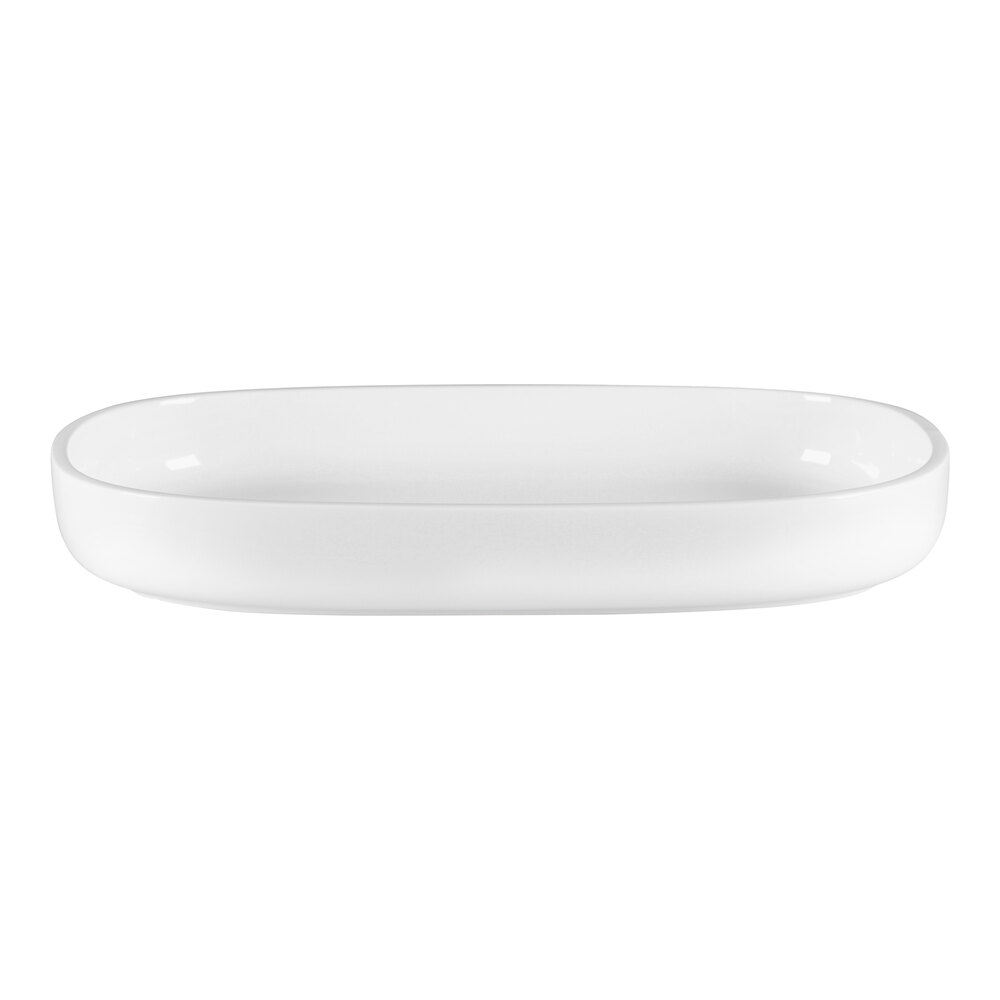 RAK Porcelain Ease 13" x 9 1/8" White Oval Deep Porcelain Plate - 2/Case