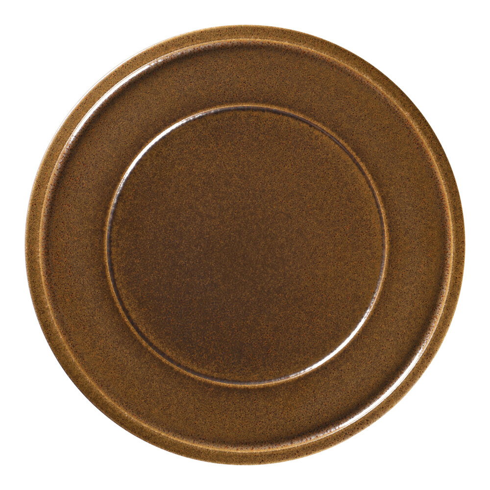 RAK Porcelain Ease 10 7/8" Rust Flat Porcelain Plate with Rim - 12/Case