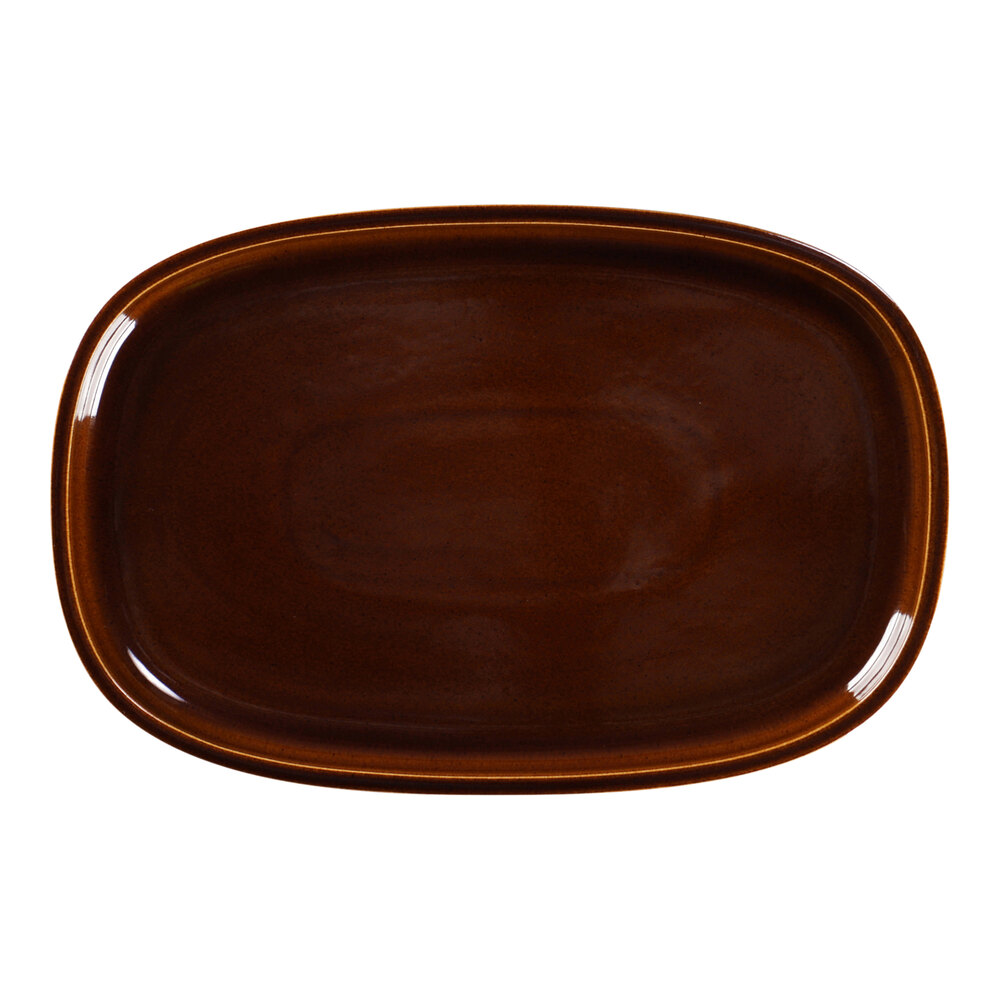 RAK Porcelain Ease 11 7/8" x 7 7/8" Honey Oval Flat Porcelain Plate - 6/Case