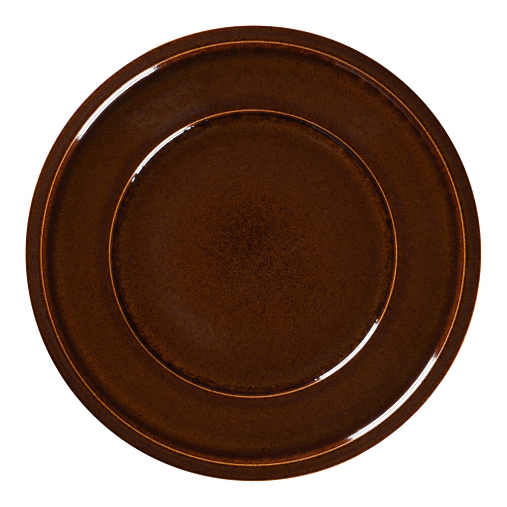 RAK Porcelain Ease 10 7/8" Honey Flat Porcelain Plate with Rim - 12/Case