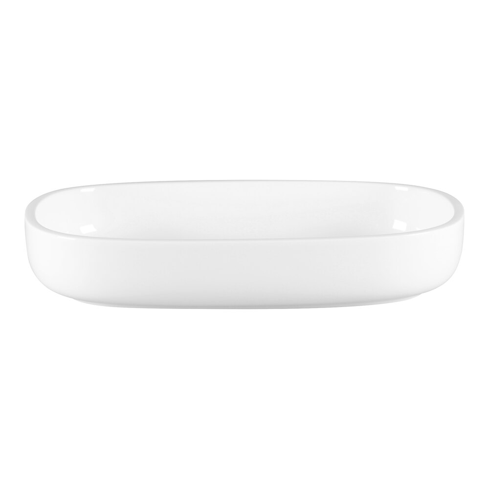 RAK Porcelain Ease 10 1/4" x 7 3/16" White Oval Deep Porcelain Plate - 2/Case