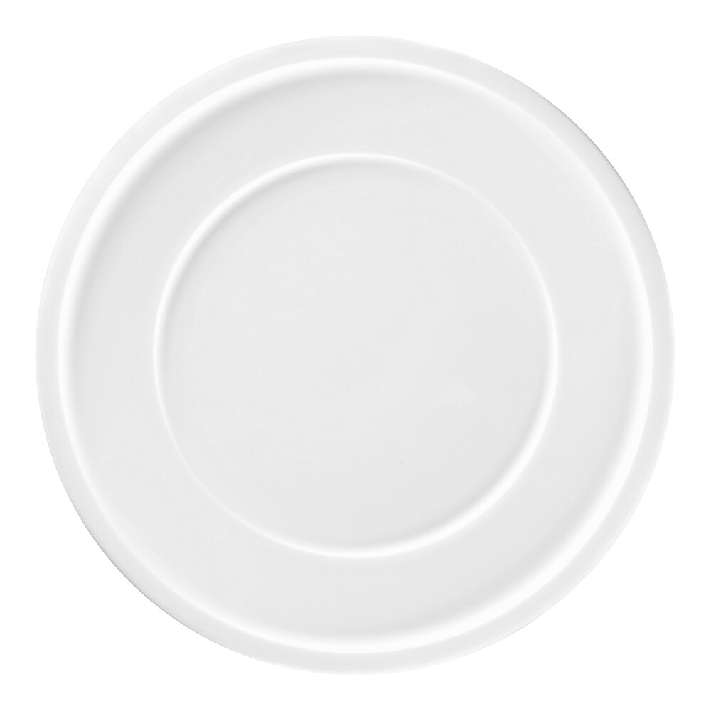 RAK Porcelain Ease 10 7/8" White Flat Porcelain Plate with Rim - 12/Case