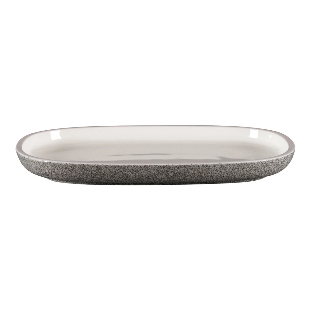 RAK Porcelain Ease 10 5/16" x 7" Dual Oval Flat Porcelain Plate - 6/Case