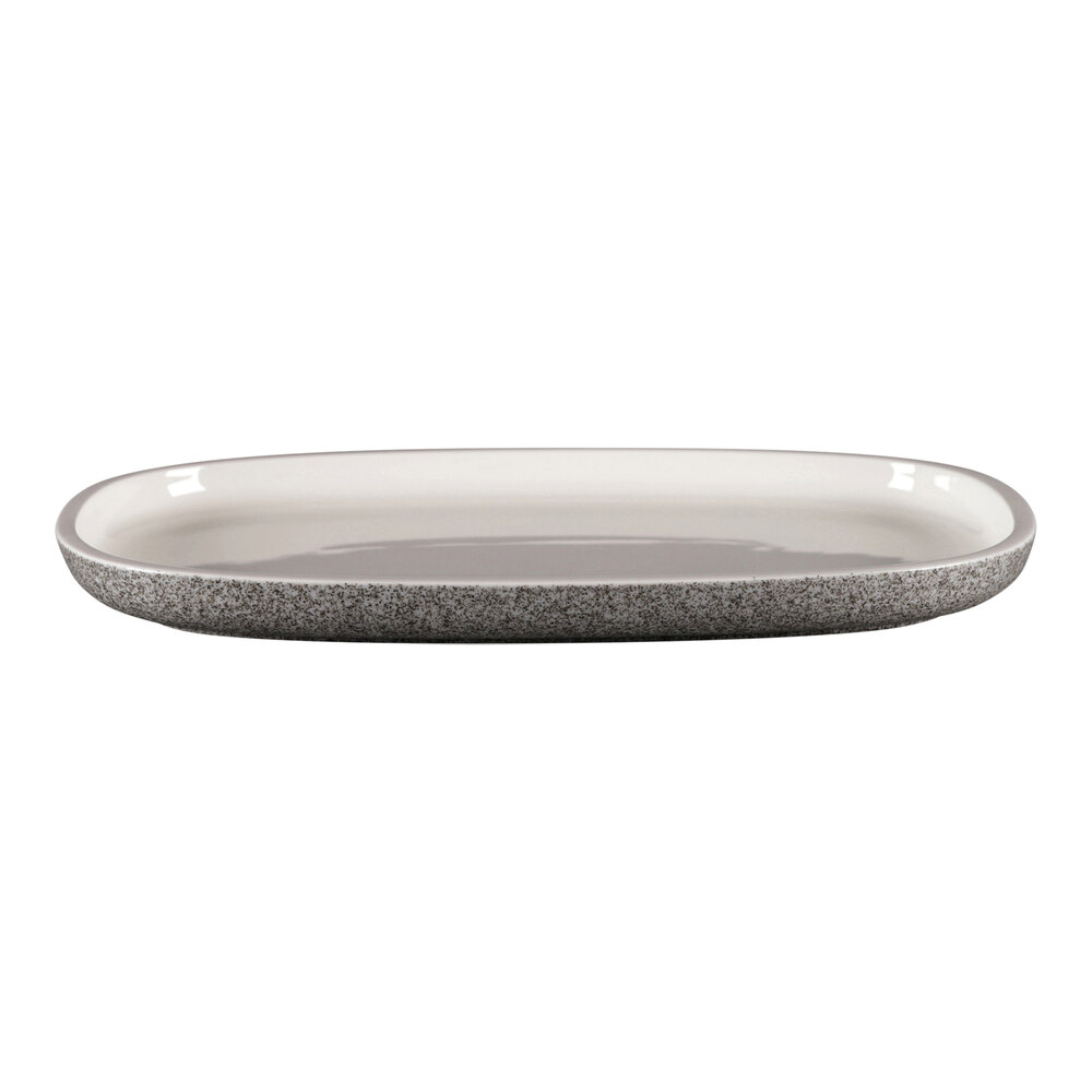 RAK Porcelain Ease 11 7/8" x 7 7/8" Dual Oval Flat Porcelain Plate - 6/Case