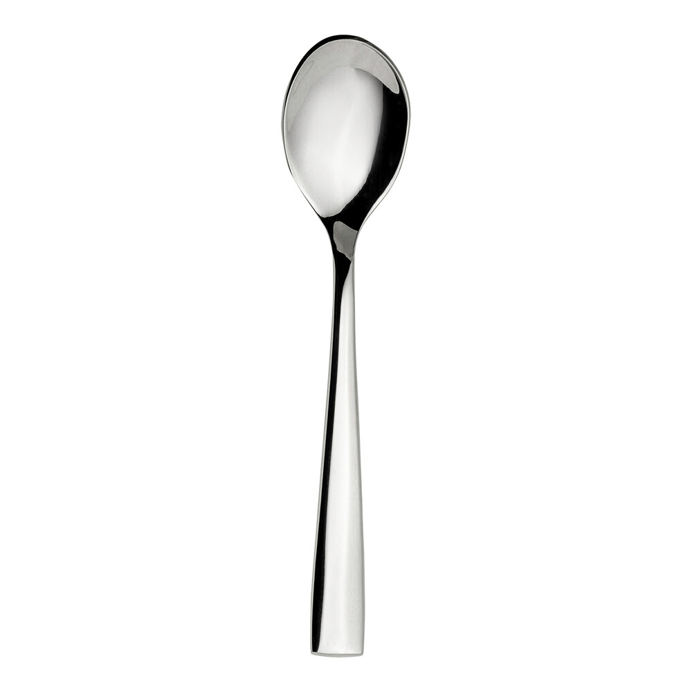 WNK Zen from Steelite International 7 1/2" 18/10 Stainless Steel Extra Heavy Weight Oval Bowl Soup / Dessert Spoon - 12/Case