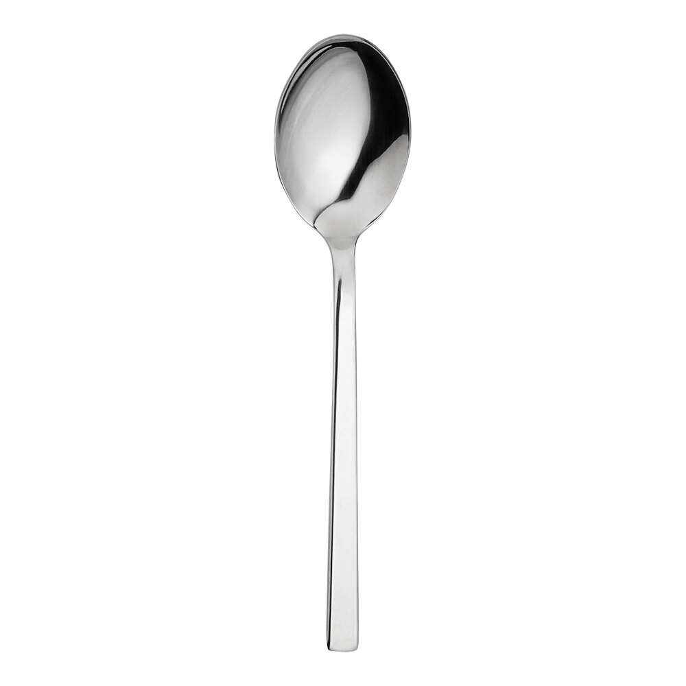 WNK Silhouette from Steelite International 7 1/4" 18/10 Stainless Steel Extra Heavy Weight Oval Bowl Soup / Dessert Spoon - 12/Case