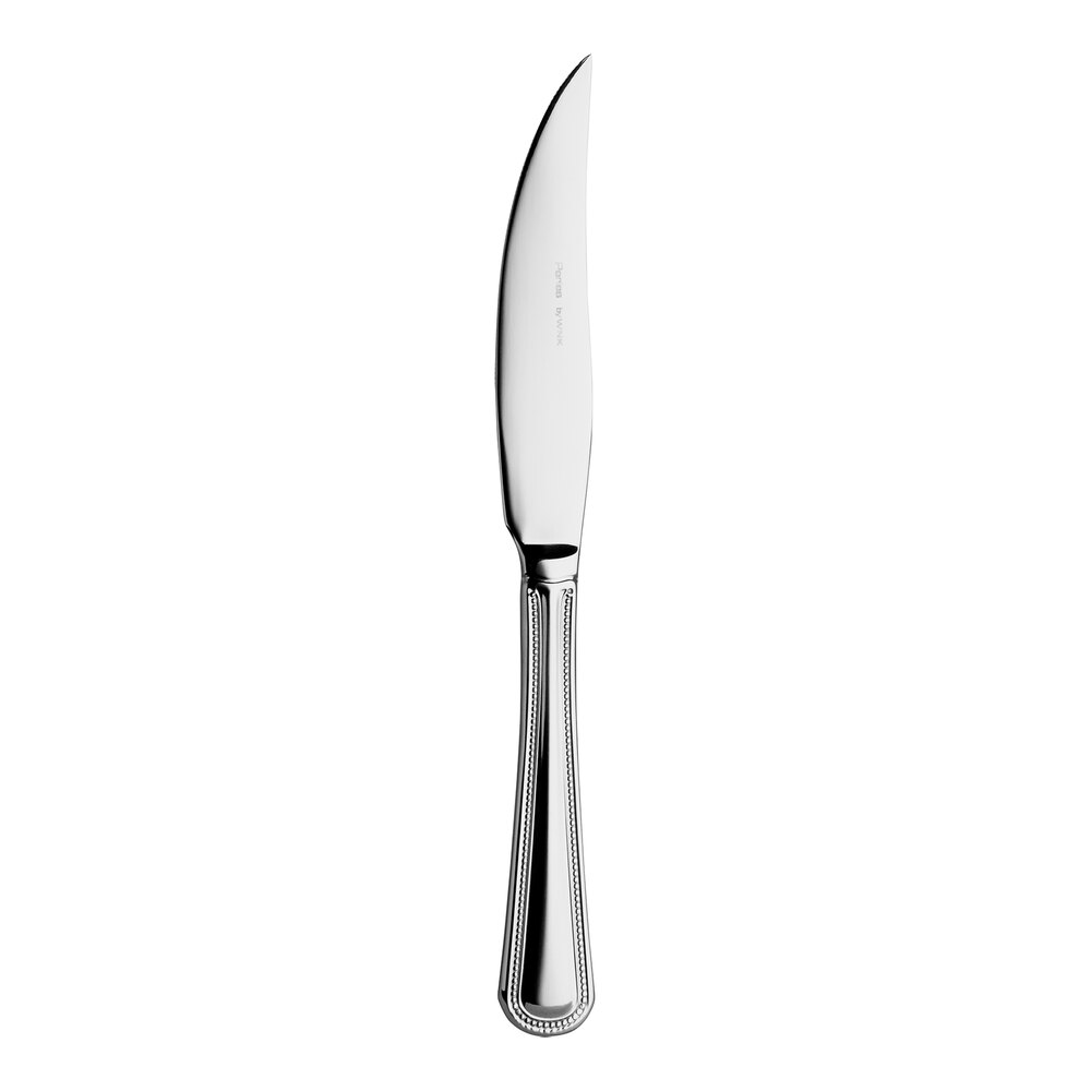 WNK Pearl from Steelite International 8 1/4" 18/10 Stainless Steel Extra Heavy Weight Steak Knife - 12/Case