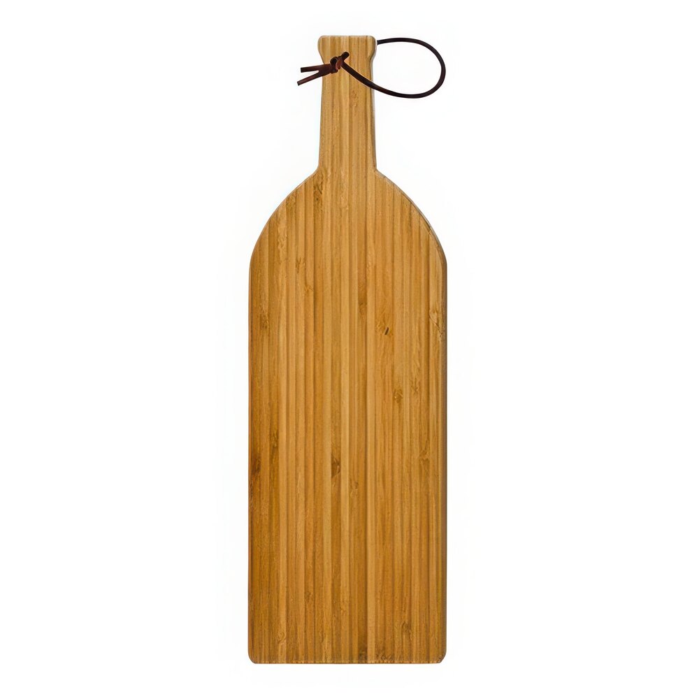 Franmara 17 1/2" x 5 5/8" Wine-Bottle Shaped Bamboo Cutting Board with Strap 1088