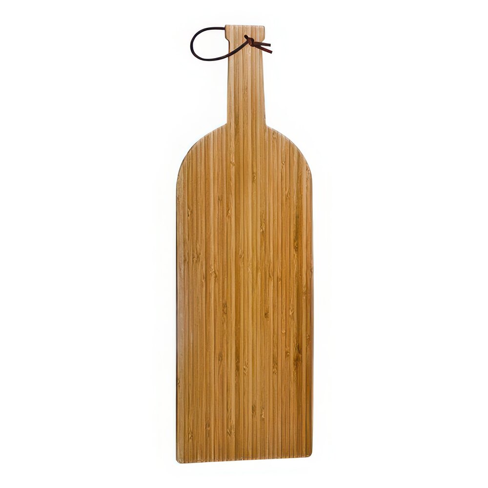Franmara 22" x 7 1/8" Wine Bottle-Shaped Bamboo Cutting Board with Strap 1089