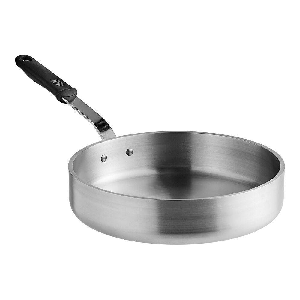 Vollrath Wear-Ever Classic Select 5 Qt. Straight-Sided Heavy-Duty Aluminum Saute Pan with Black Silicone Handle 682150