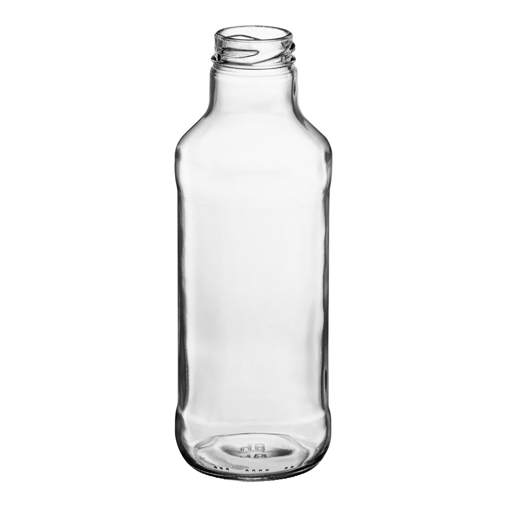 16 oz. Clear Glass Juice Bottle with Label Panel - 12/Case