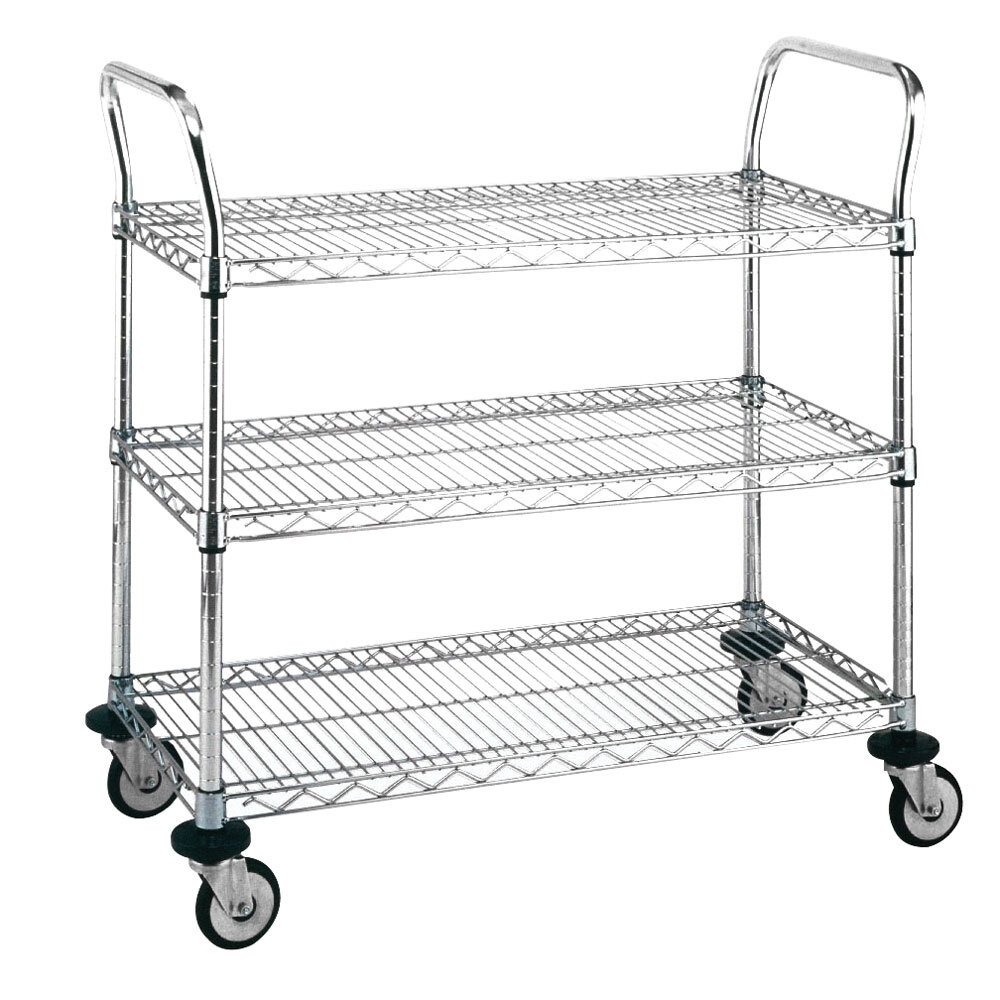 Metro MW704 Super Erecta 18" x 30" x 38" Three Shelf Standard Duty Stainless Steel Utility Cart