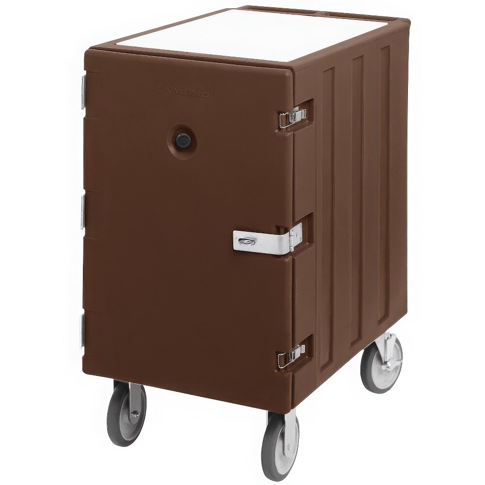 Cambro 1826LTCSP131 Camcart® Dark Brown Mobile Cart for 18" x 26" Sheet Pans and Trays with Security Package
